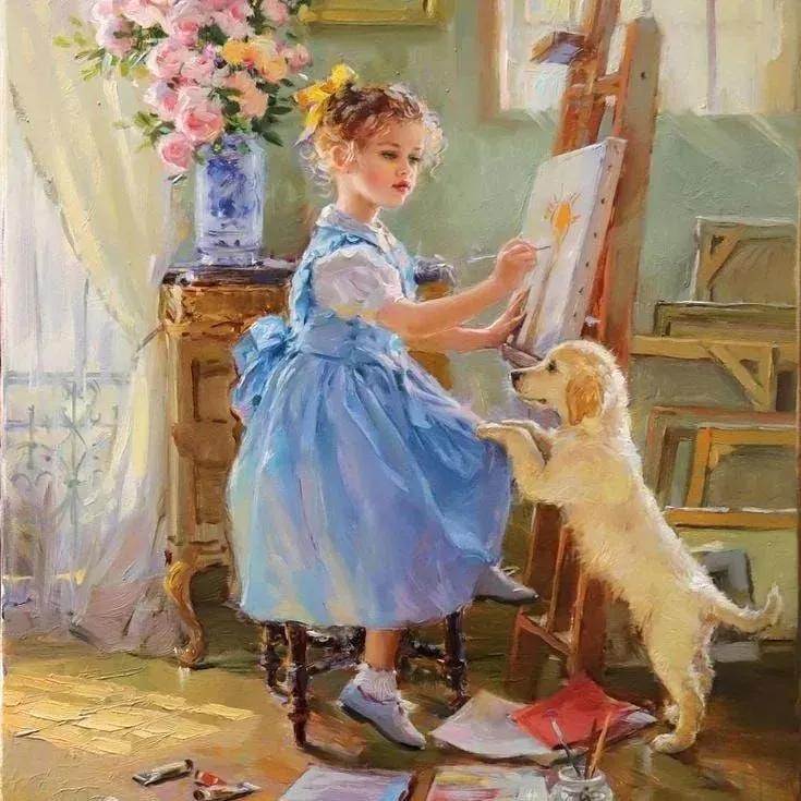 俄罗斯康斯坦丁的油画,康斯坦丁天空之镜油画