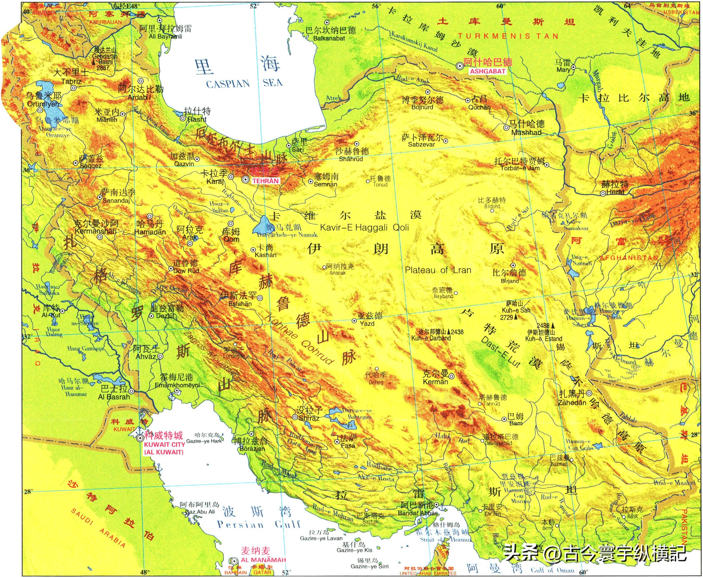 亚洲各国地形图（高清宜收藏）,亚洲大陆地形图