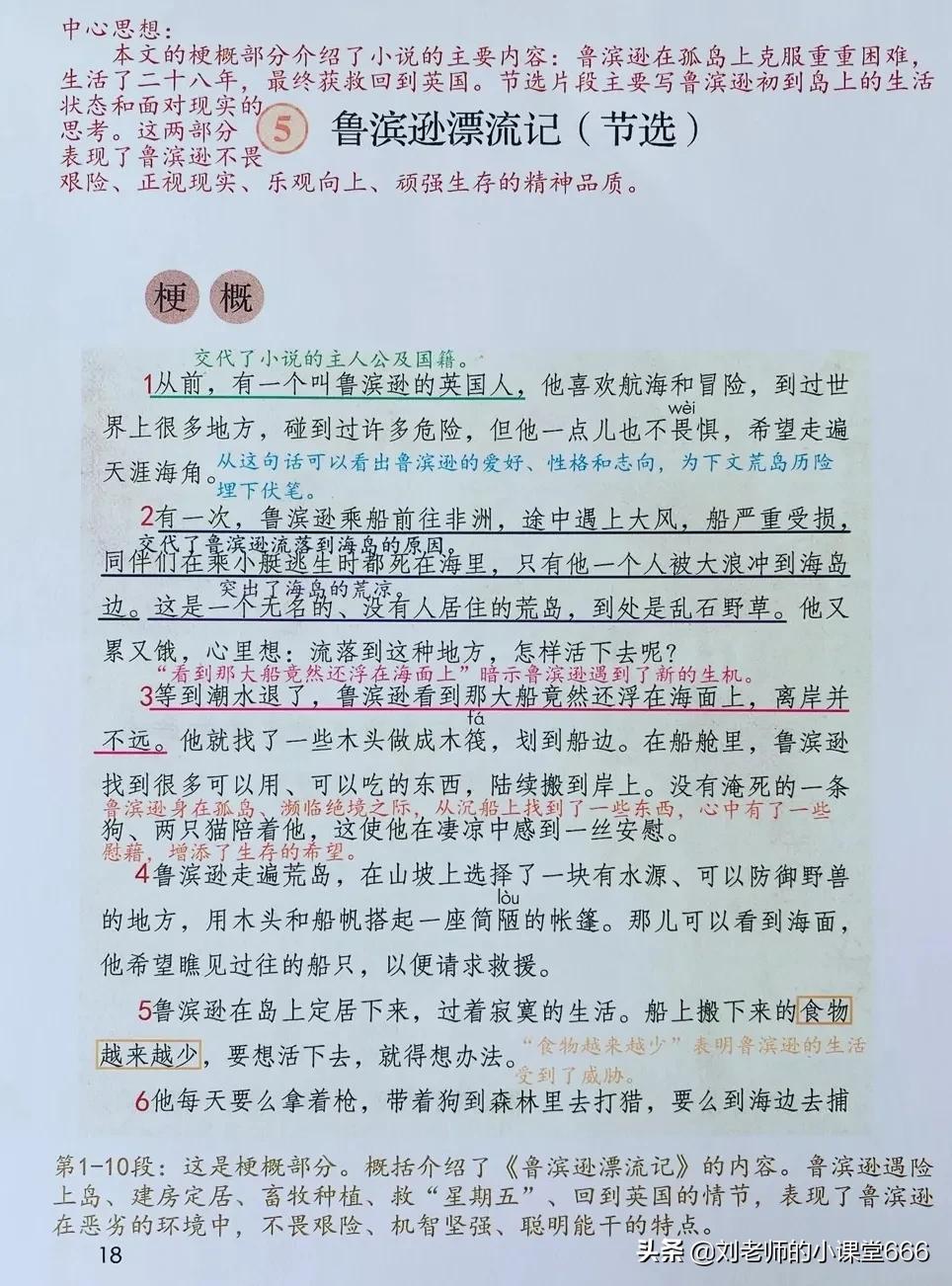 语文笔记六年级下册鲁滨逊漂流记,读六年级下册第五课鲁滨逊漂流记