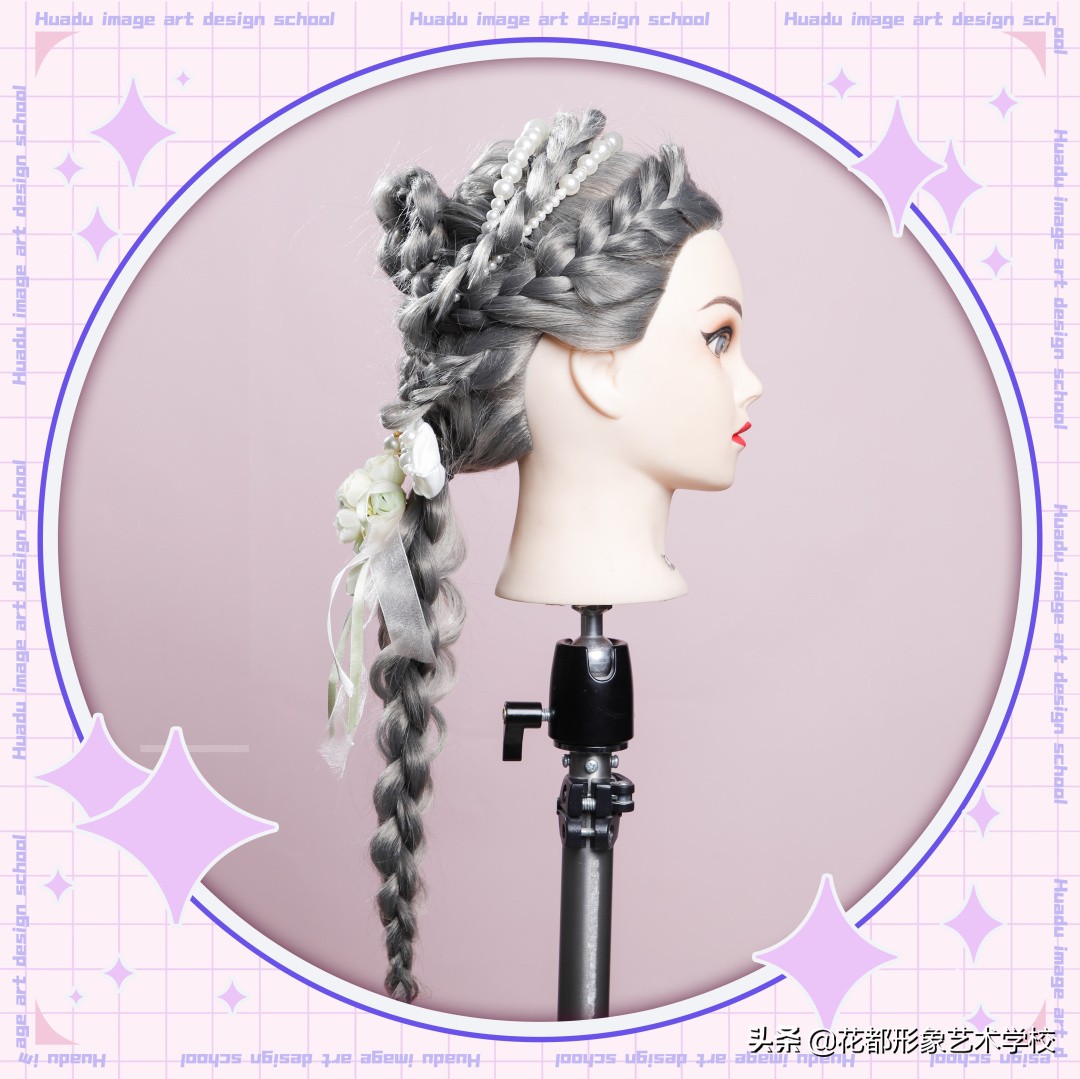 唯美学生编发教程,学化妆学美甲来花都