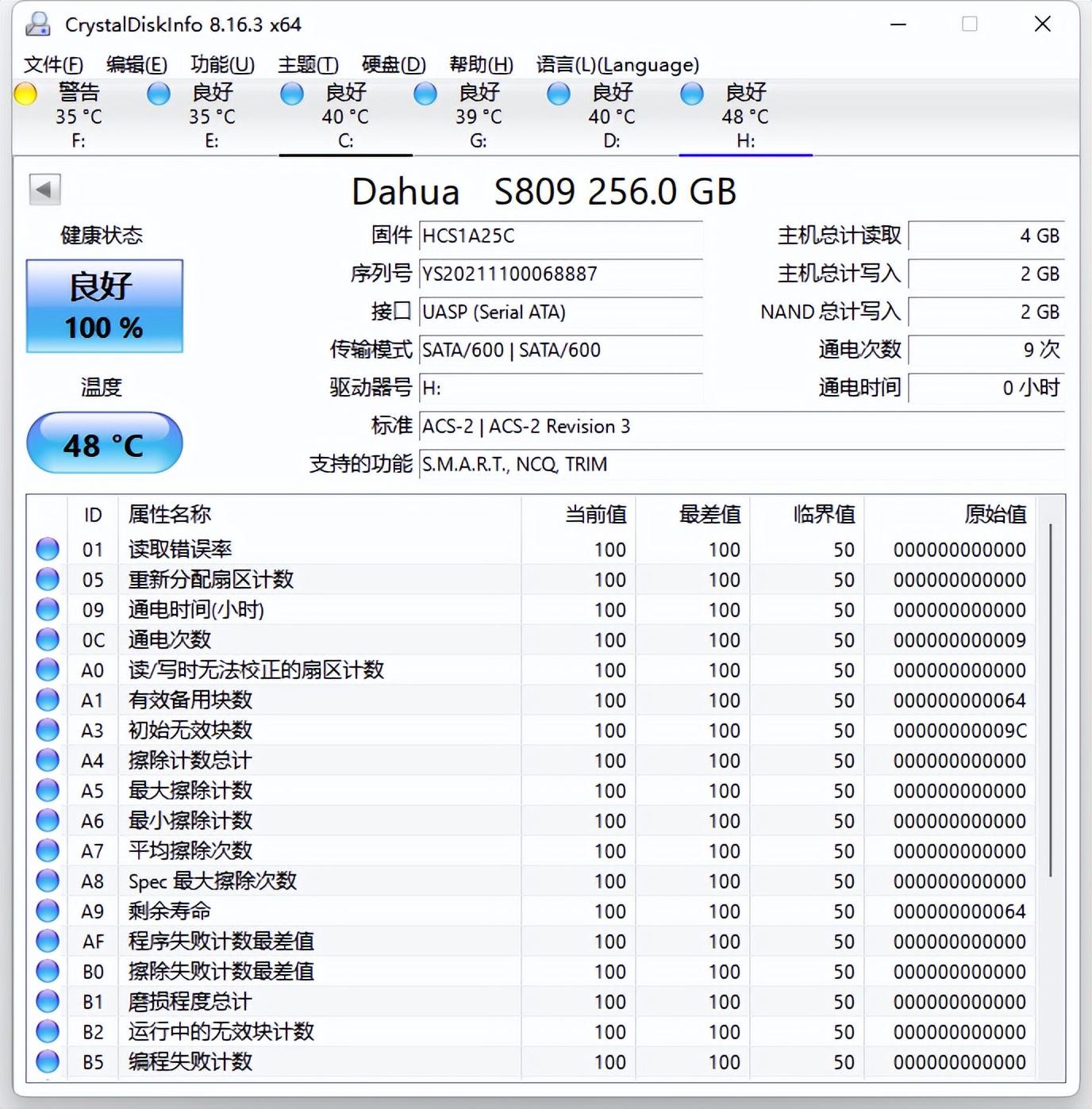 为什么大华809拷贝速度30多兆,大华s809支持win7吗