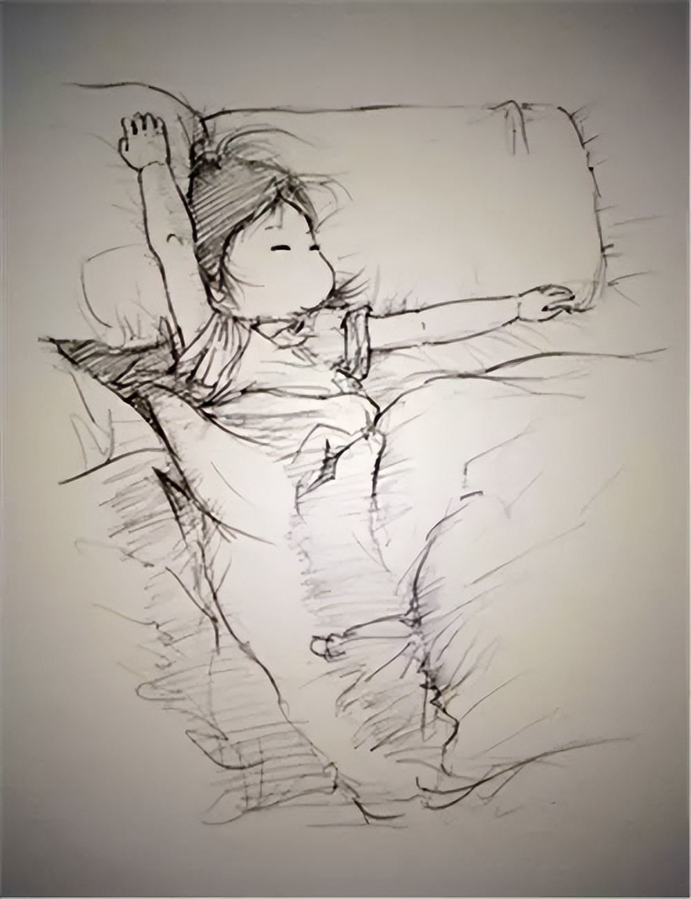 【治愈系】爸比把她睡觉的样子全画出来了......