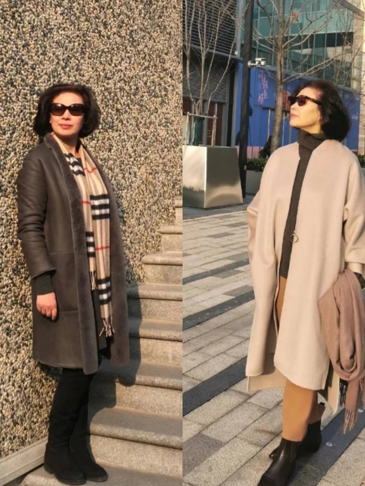 连帽大衣穿搭女秋冬日系,超好看的大衣妈妈穿上超显气质