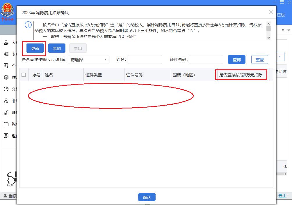 累计减除费用6万但未选择6万扣除,一次性扣除6万减除费用的政策