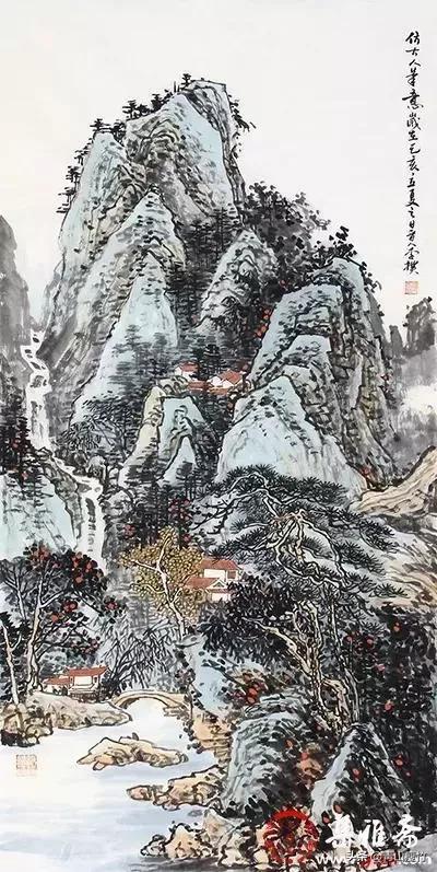 竖幅山水画图片大全精品,陈学良山水画精品欣赏40幅