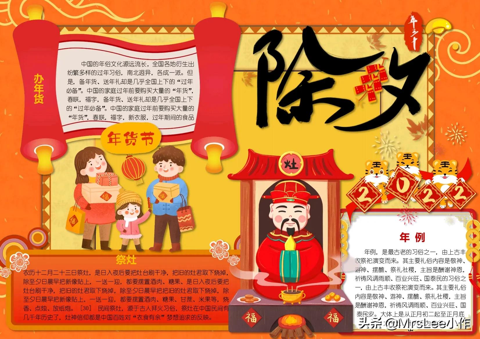 「除夕、农历新年、年俗」第三波《春节·新年》含文案电子手抄报