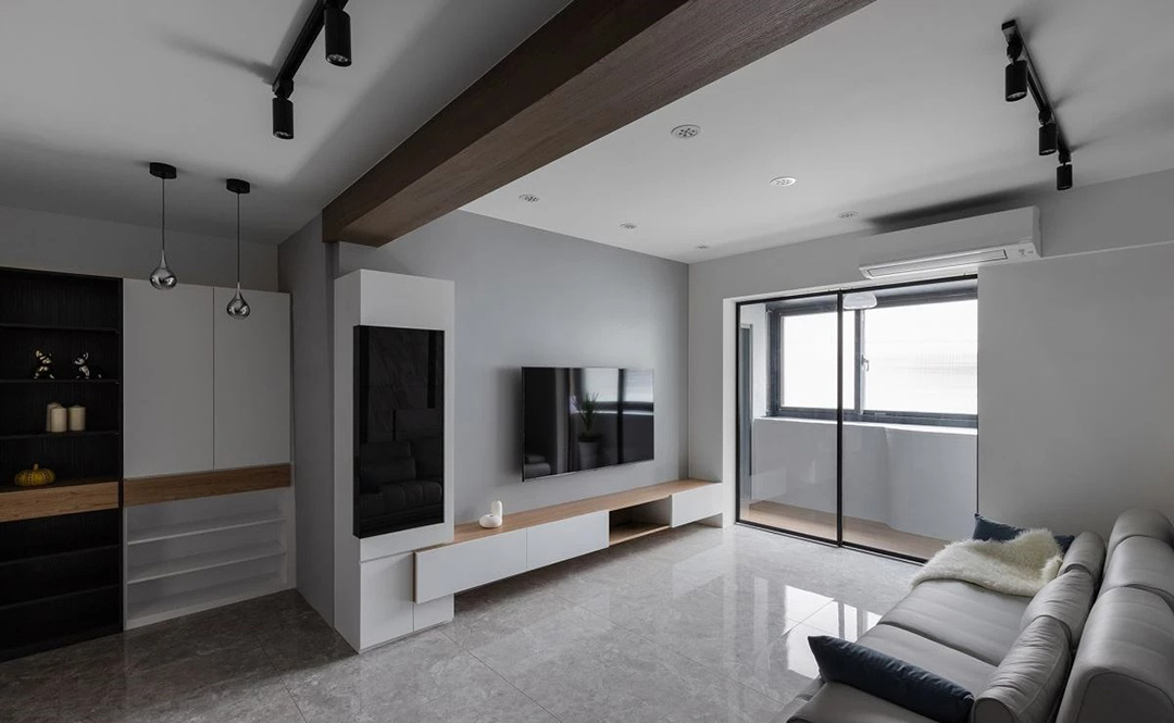 黑白灰性冷淡卧室装修效果图,85平米黑白灰公寓装修