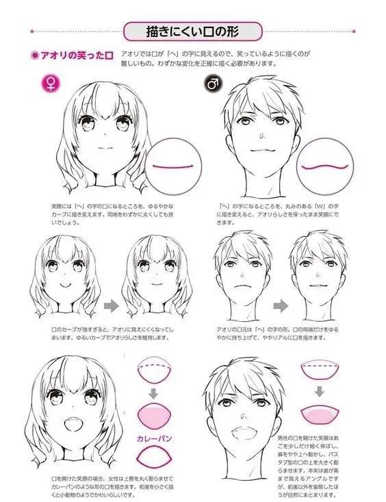 二次元人物侧脸五官绘画教程,二次元绘画嘴巴教程