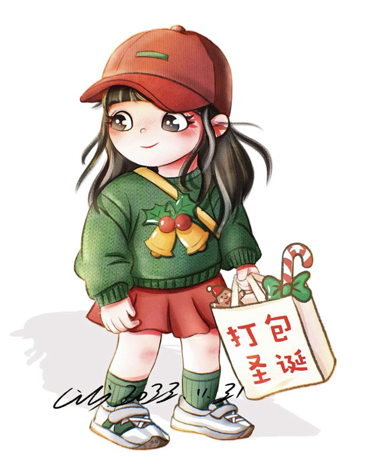 小清新豆豆眼小女孩插画,又凶又可爱的小女孩插画