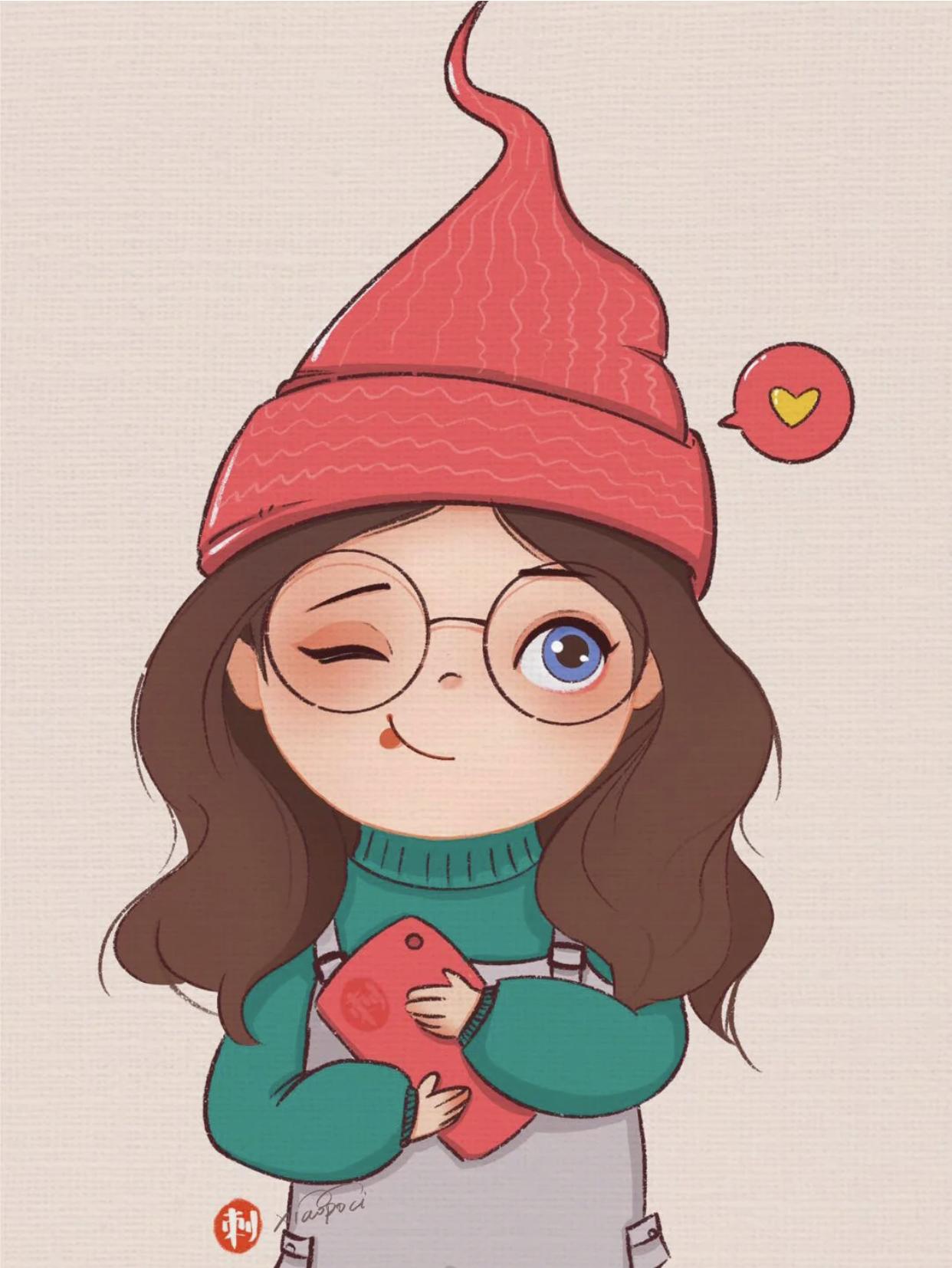 可爱头像卡通呆萌简笔丸子头,超好看丸子头漫画头像儿童