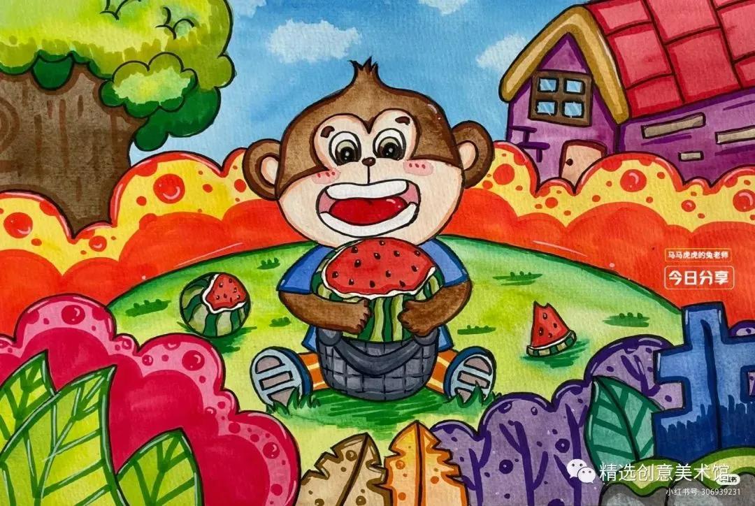 马克笔画儿童故事插画图,儿童简单马克笔绘画创意3-6岁
