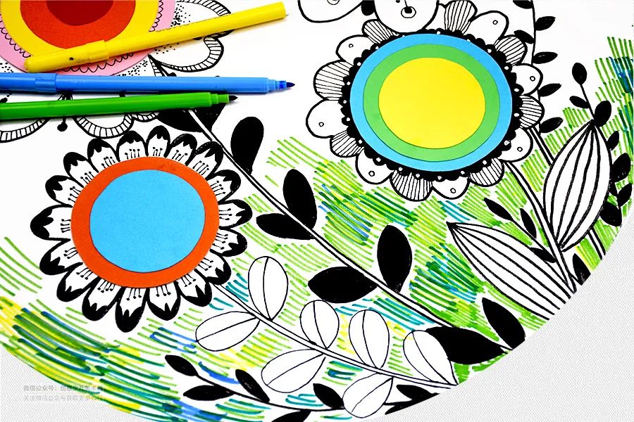 春季儿童画简单又漂亮,花儿朵朵线描儿童画