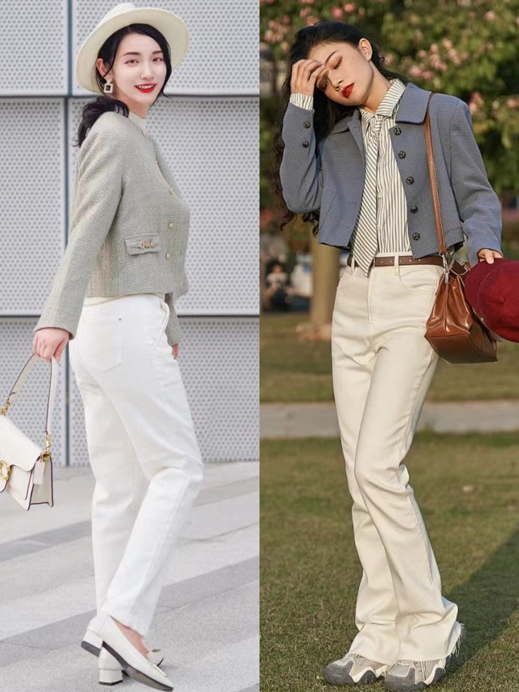 四个“白色”牛仔裤搭配思路，让你春天美得干净、整齐，还显年轻