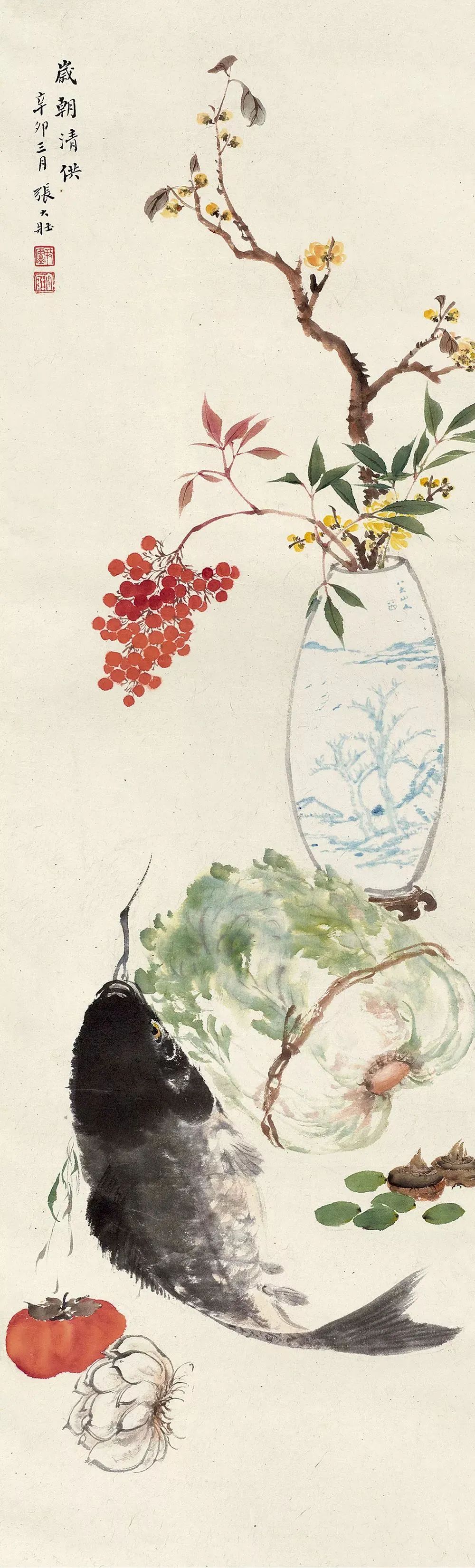 岁朝清供图都画的什么有什么寓意,中国文人画岁朝清供图