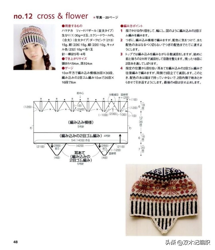 复古提花帽子图解,日系提花帽子