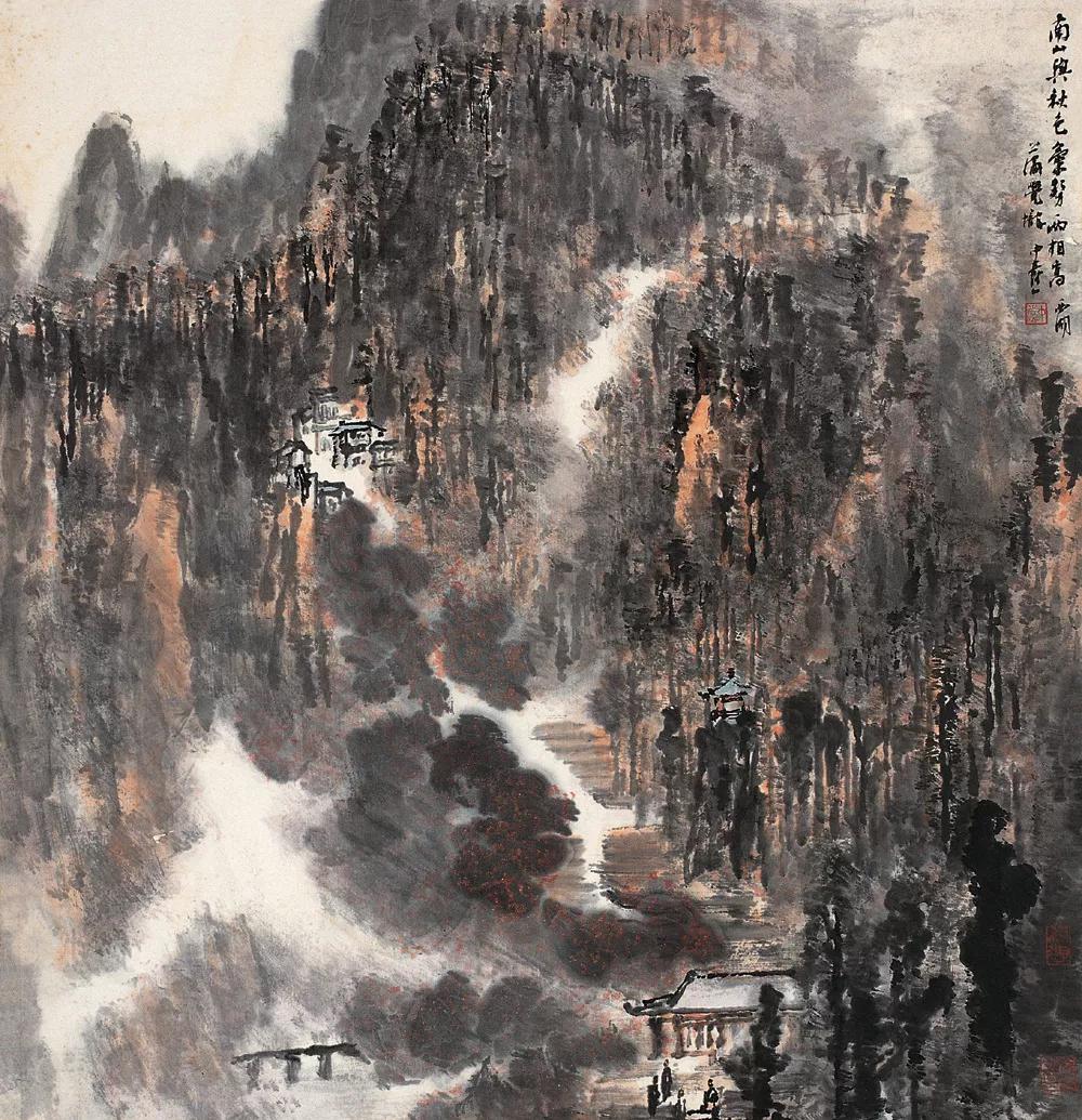 山水画四条屏当代中国画名家,现代名家秋景山水画作品欣赏