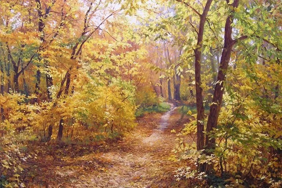 光影很强的油画风景,这油画太美了把光影画到了极致