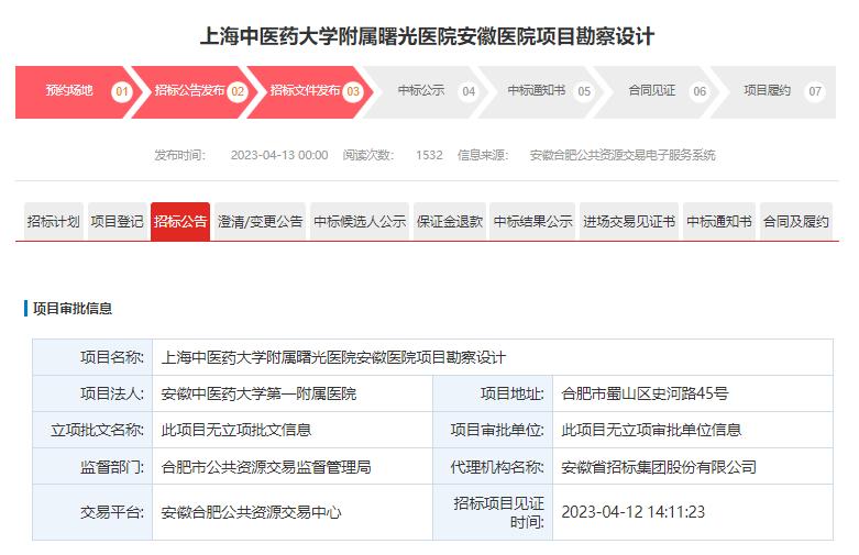 国家中医区域医疗中心项目,投资约31亿建设新院区