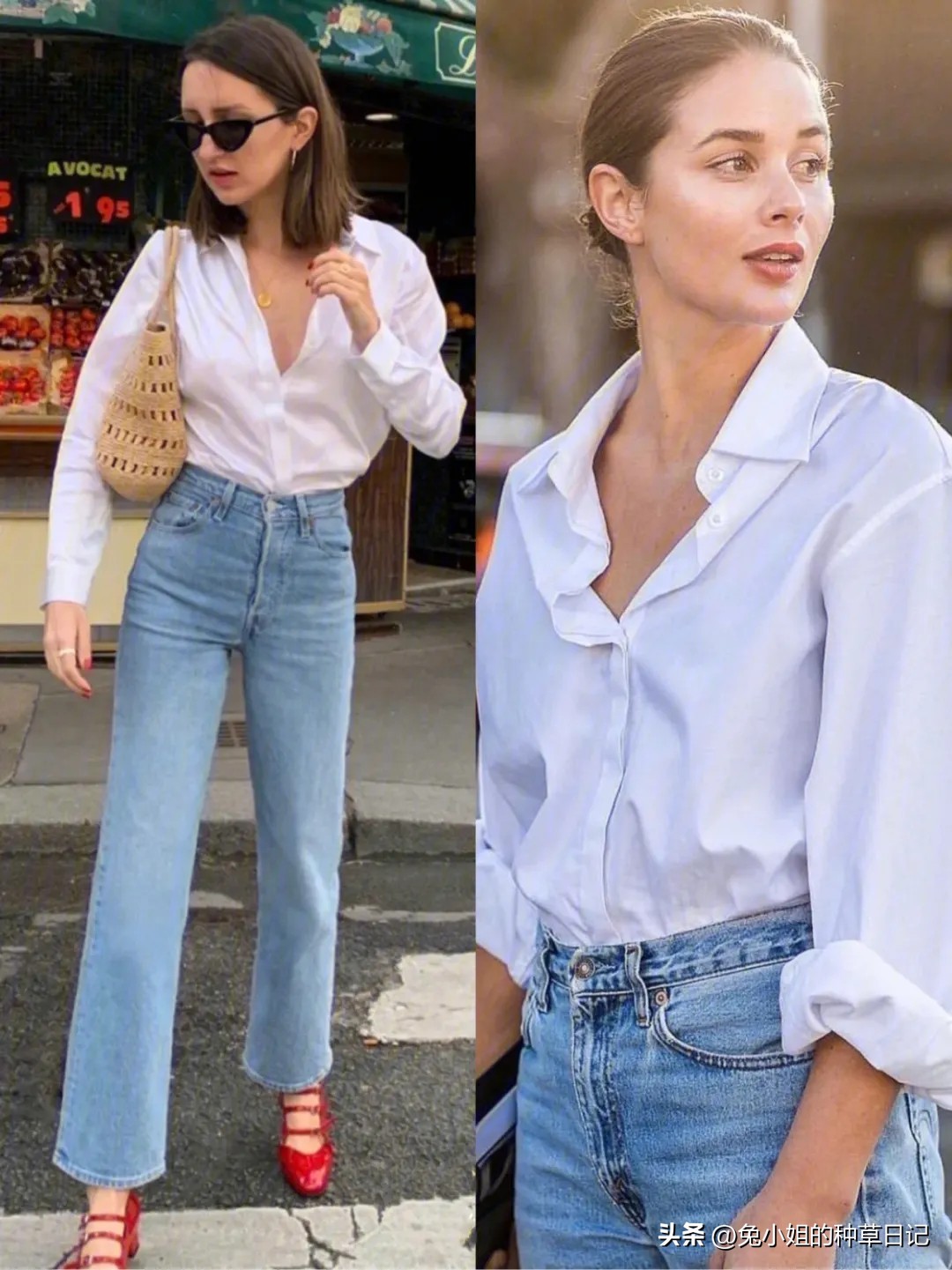 牛仔裤t恤衫时髦穿搭,白t恤与牛仔裤夏天最时髦组合