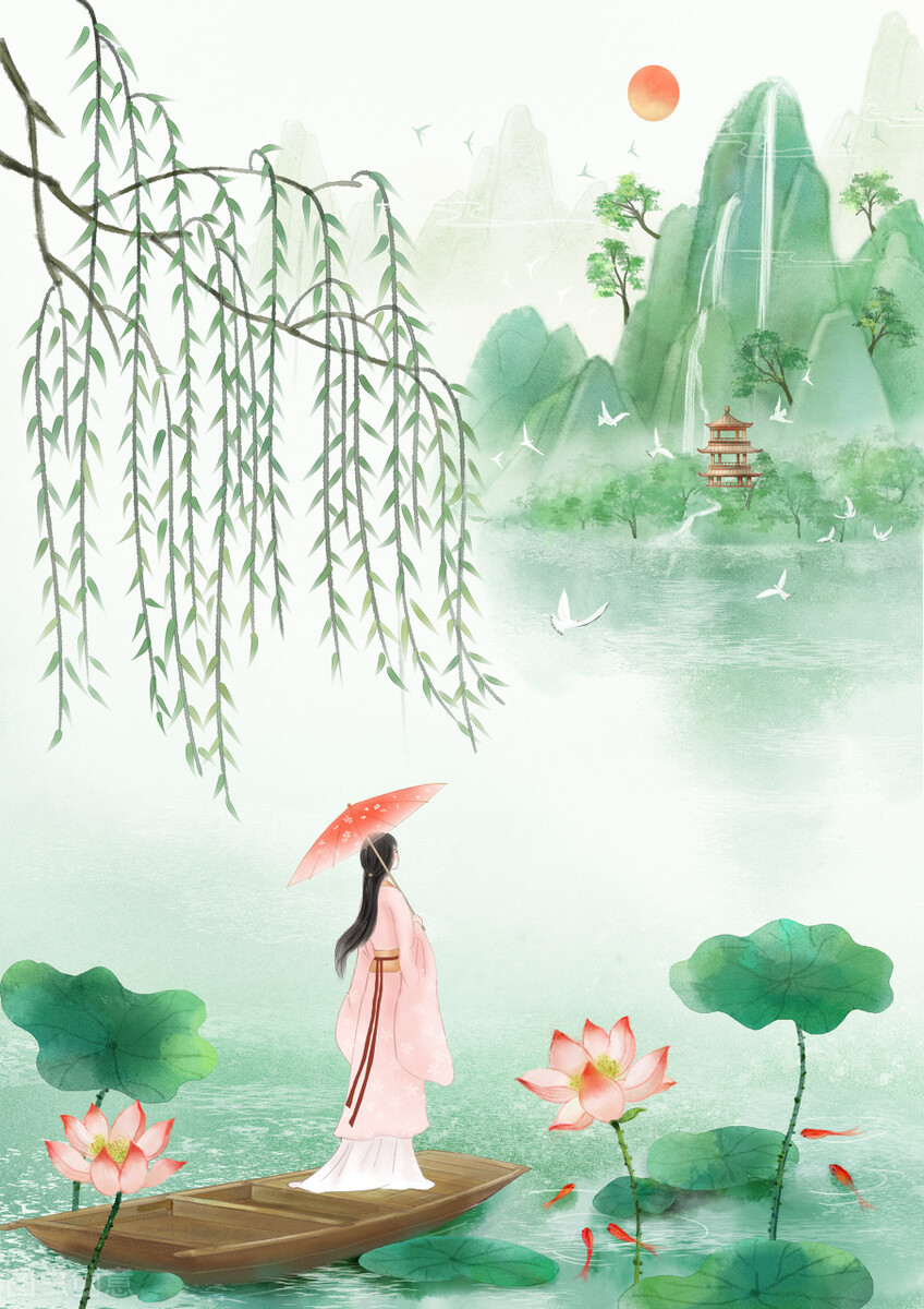 水上行舟吹笛的唯美诗句,赞美舟行七绝诗