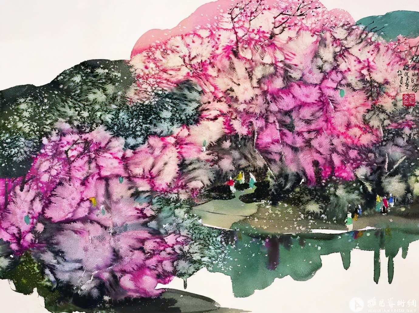 他笔下的江南山水灵秀葱郁，不失辽阔意远