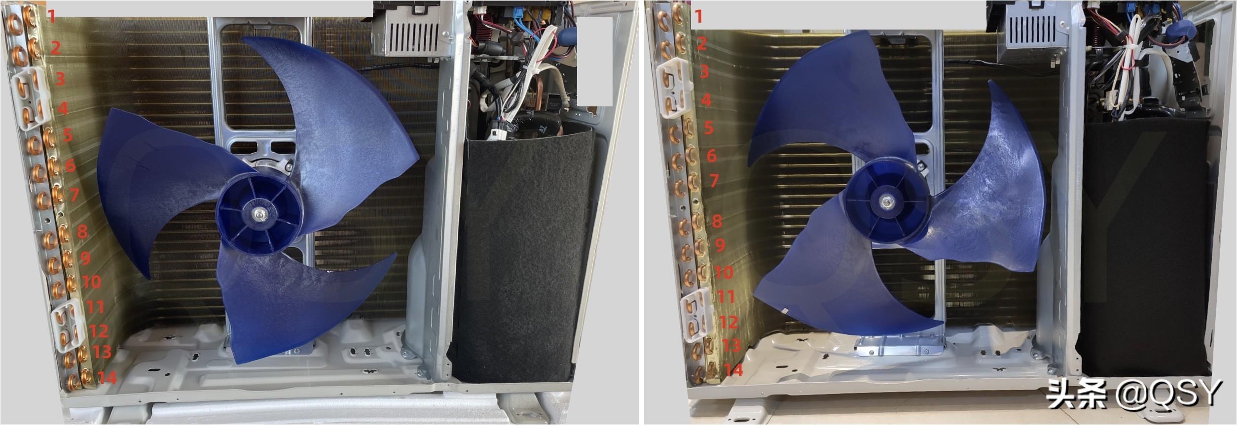 华凌空调新老3匹N8HB1对比拆机新N8HB1A制冷剂少了电子阀没了