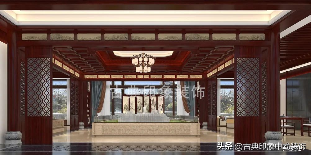 江南风格室内装修设计会所,中式园林会所效果图