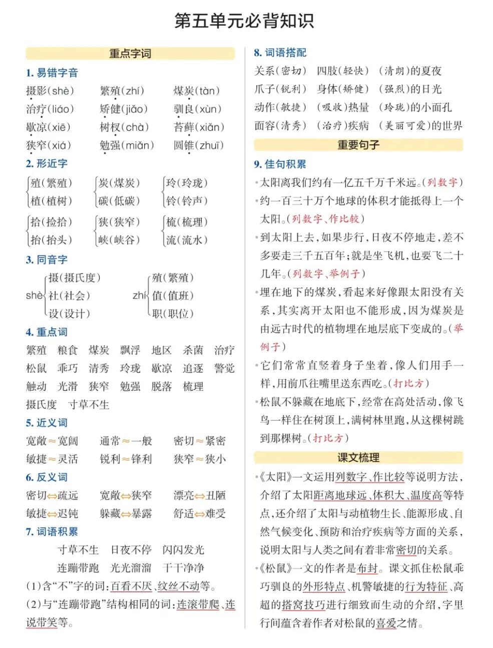 五年级上册1-4单元的语文思维导图,五年级上册语文必背知识大全填空