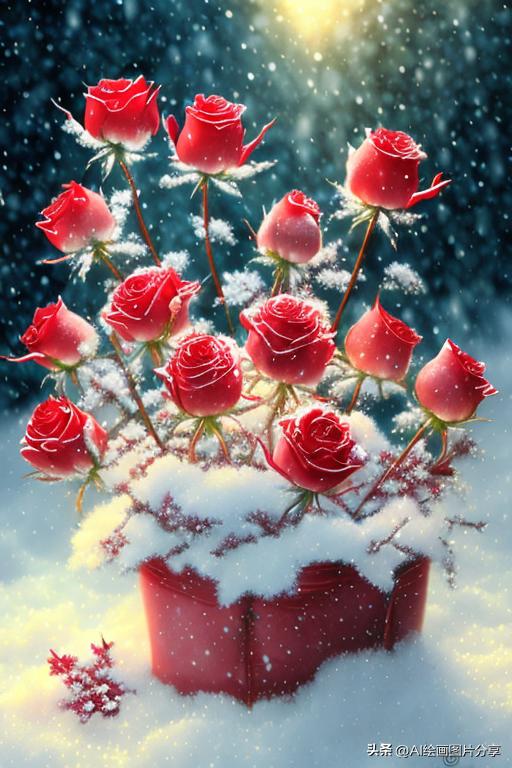 ai绘画花的图片,ai绘画雪地玫瑰花教程