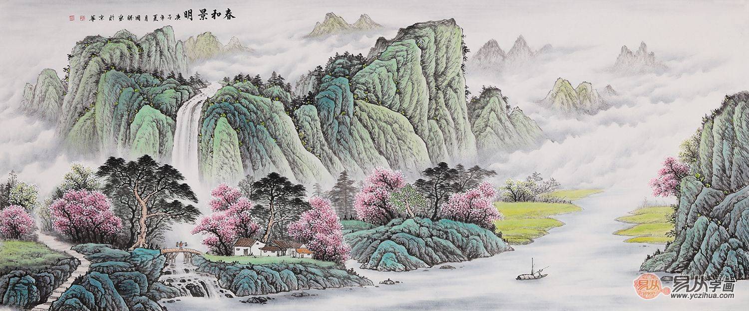客厅沙发墙挂画名家手绘山水画,高档山水画挂客厅纯手绘
