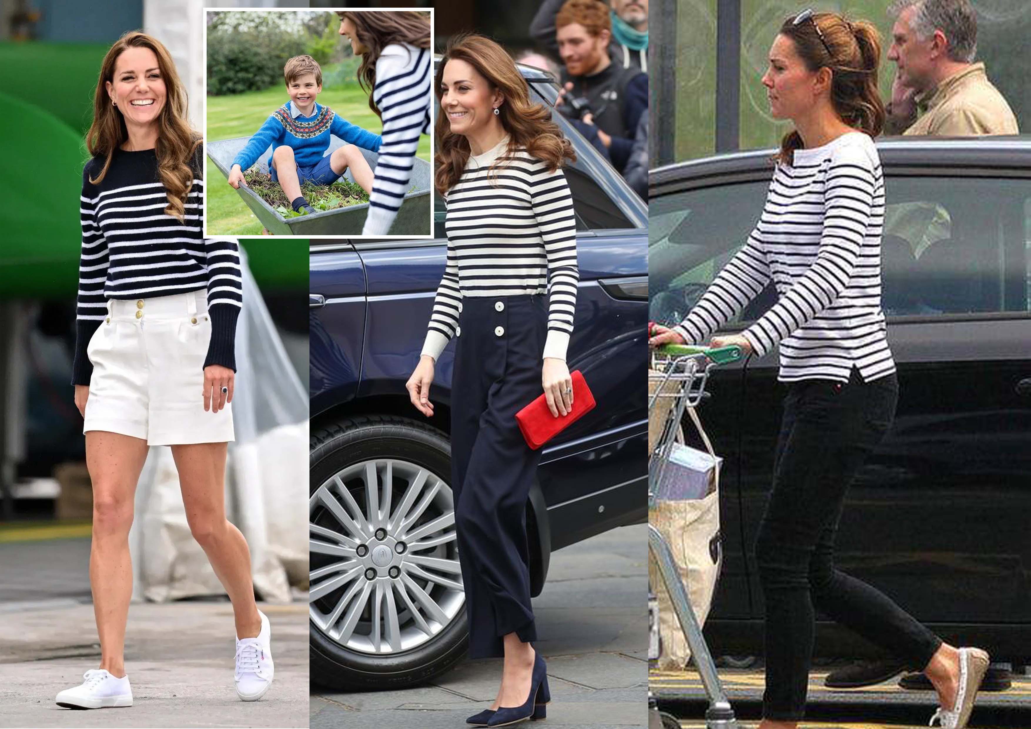 条纹衫这样穿也太时髦了，不仅实用还百搭，连凯特和梅根都爱穿