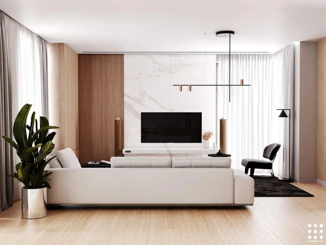 石膏线电视背景墙尺寸3.1米效果图,轻奢风装修2022新款电视背景墙纸