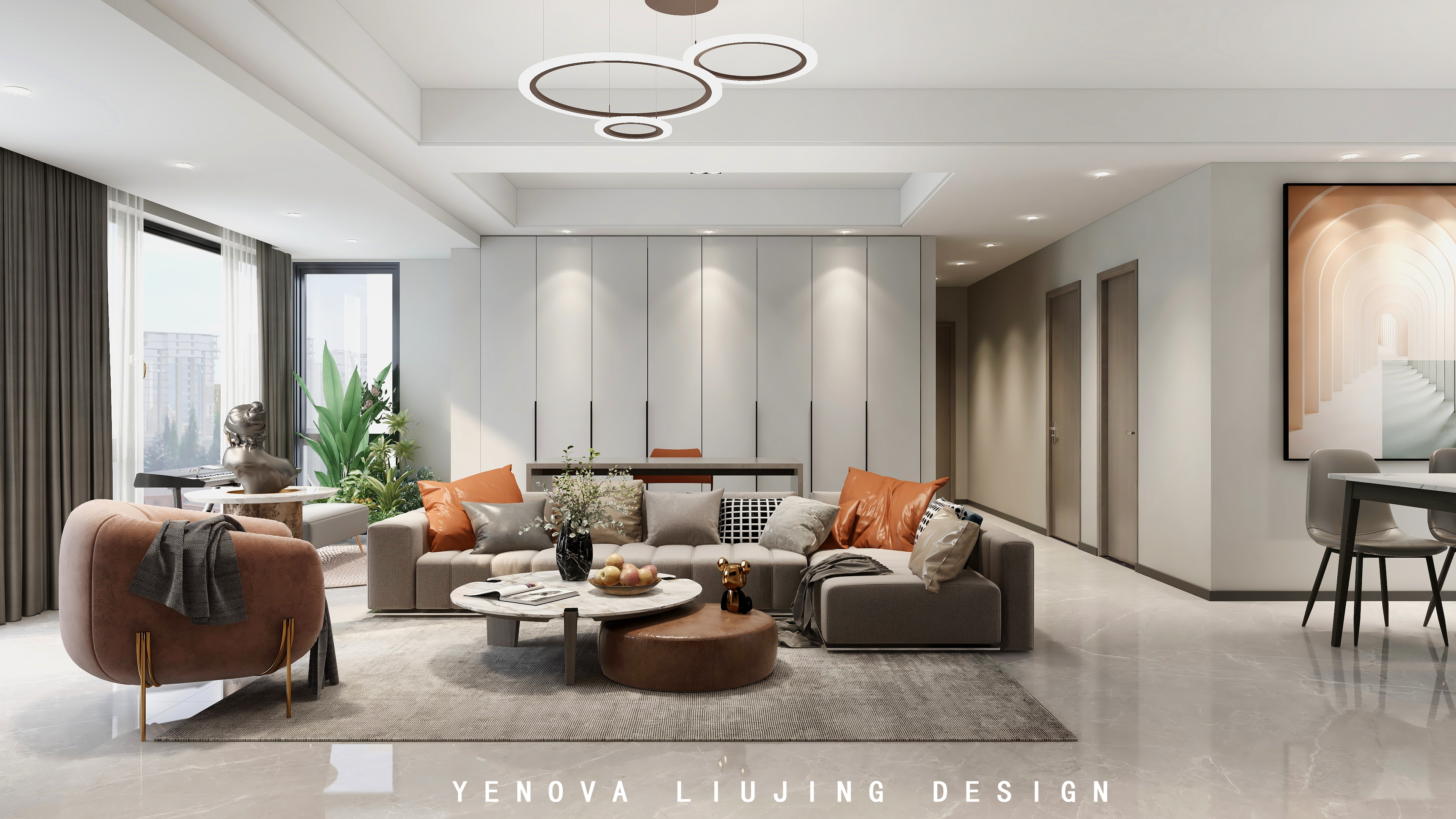 爱马仕橙装修小户型电视背景墙,爱马仕橙沙发怎样搭配茶几电视柜