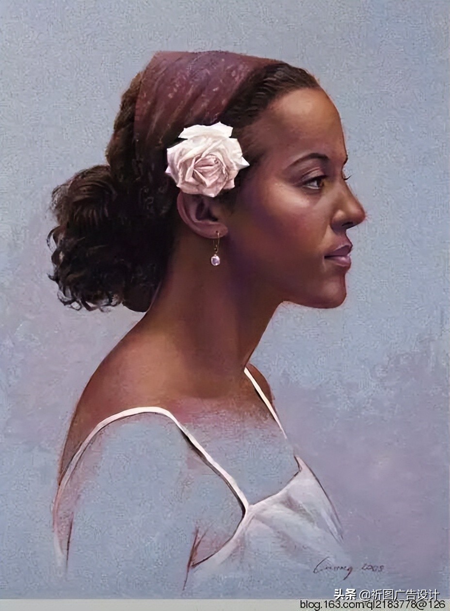 彩色粉笔人像绘画,人像粉笔画