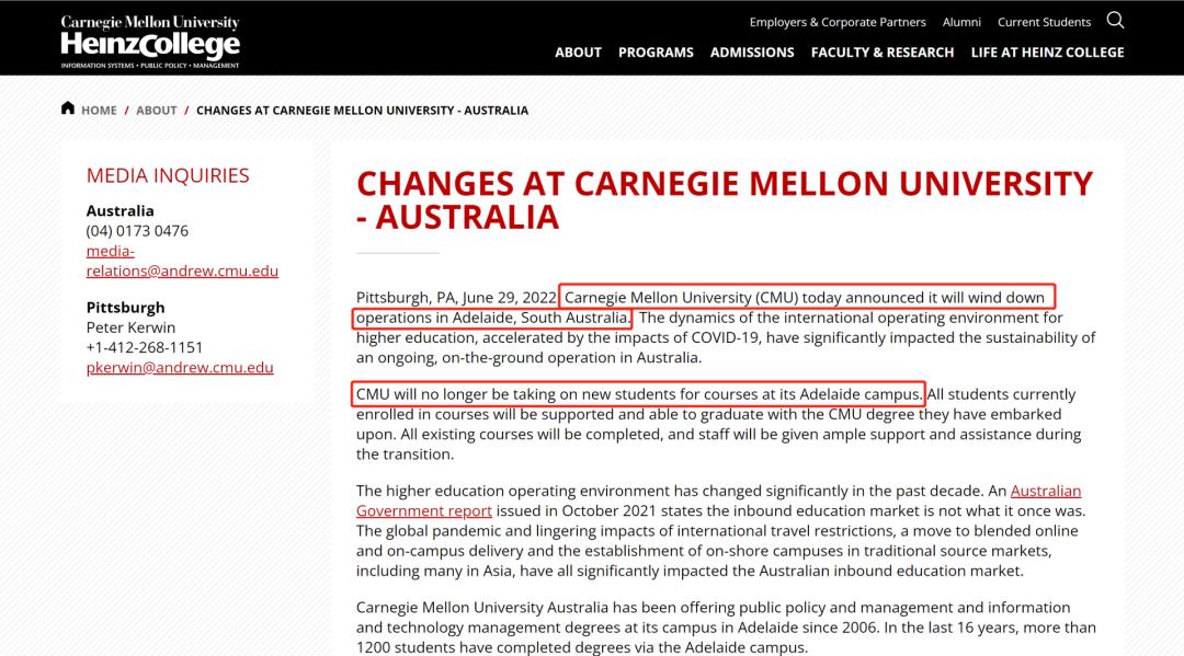 CMU宣布澳洲校区不再接受新生申请...读着读着，学校就没了？