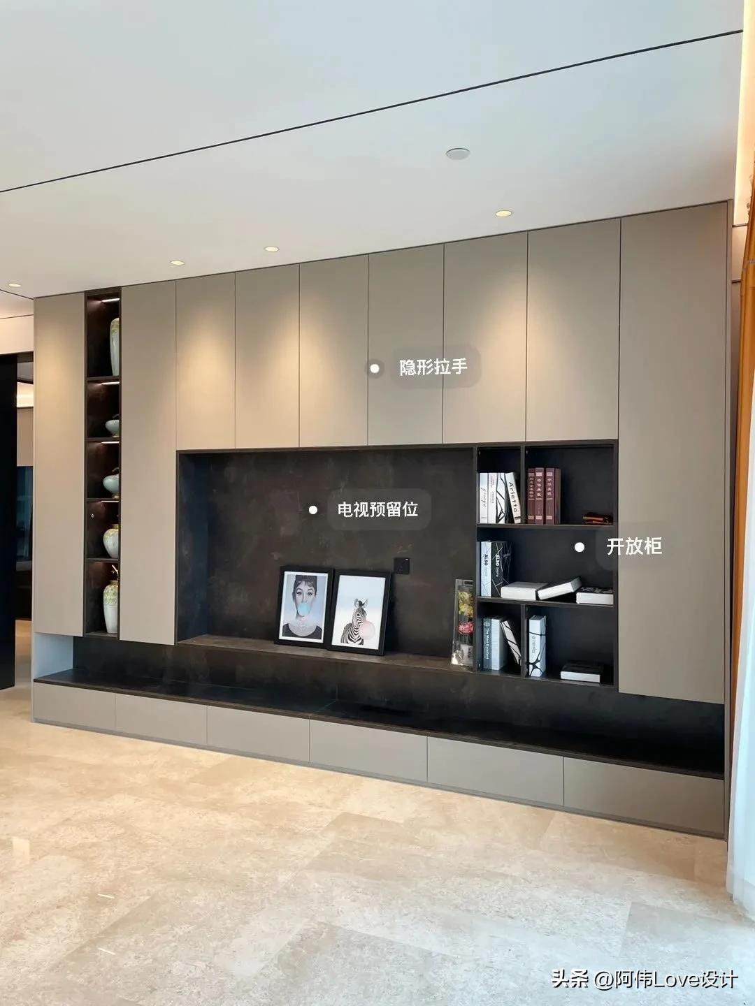 做个满墙电视柜增加收纳不香吗,悬空电视柜是开放格如何收纳