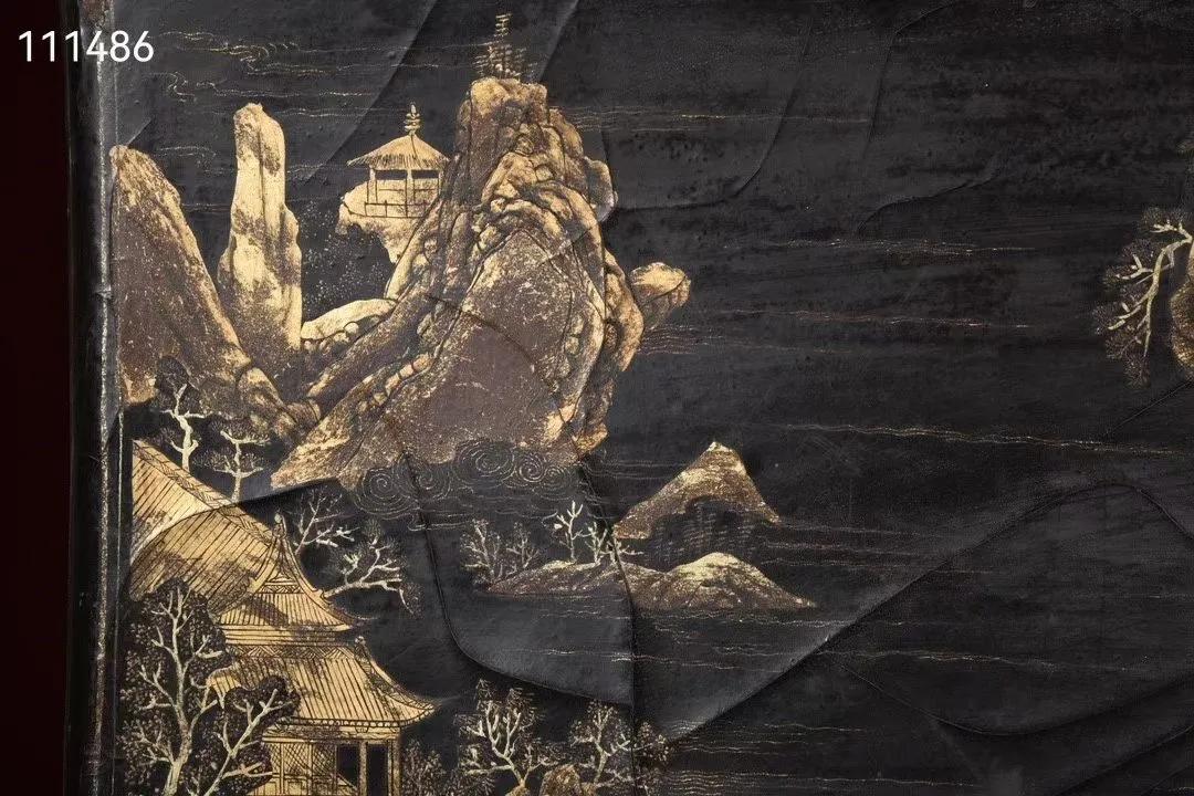 漆器箱子图片,大漆描金画卷盒