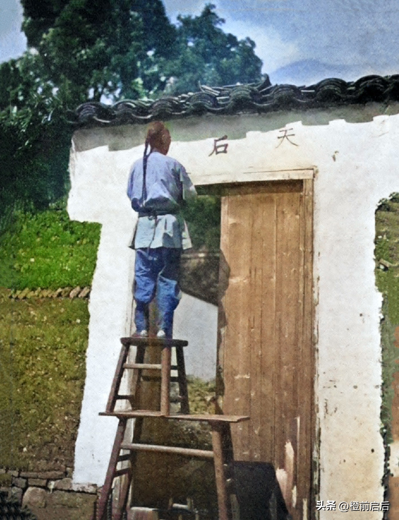 超清彩修复！1911年的福建福州，新娘头上扣竹篓，竟然还有弃婴塔