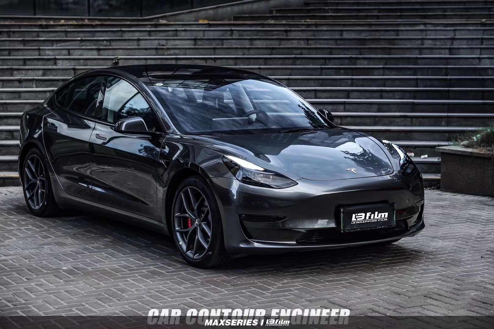 特斯拉y液态深海蓝改色膜,特斯拉贴酷莱特改色膜金属风暴蓝