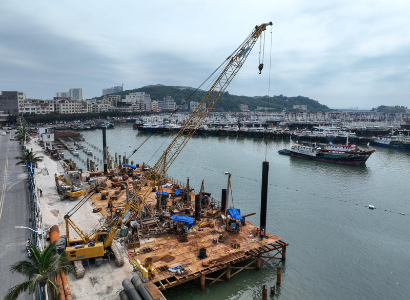 渔港码头建设施工,东方渔港码头工程进展