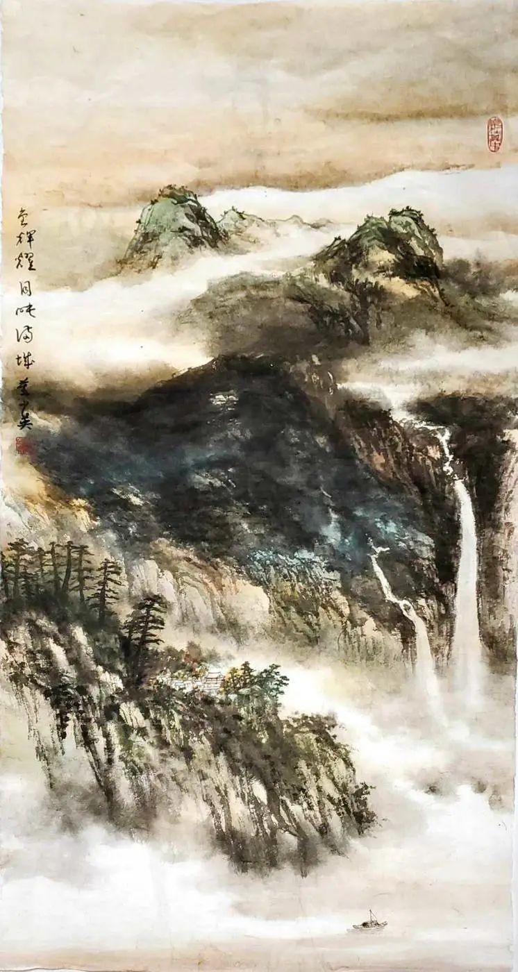 仁山智水山水画,仁山智水书法作品
