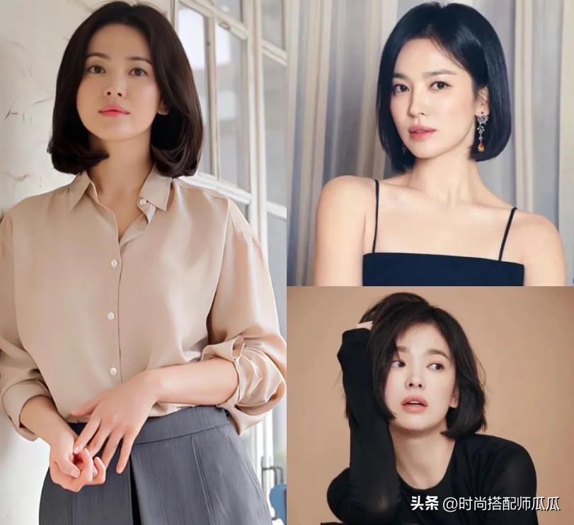 好看的减龄短发宋慧乔,宋慧乔表态发型的尽头是黑长直