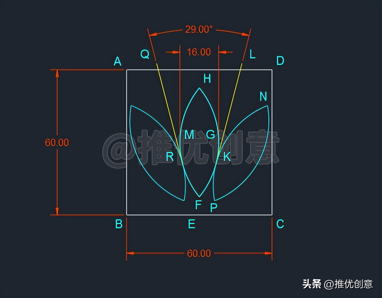 绘制adidas三叶草LOGO工程制图autocadcad教学cad画图教程CAD习题
