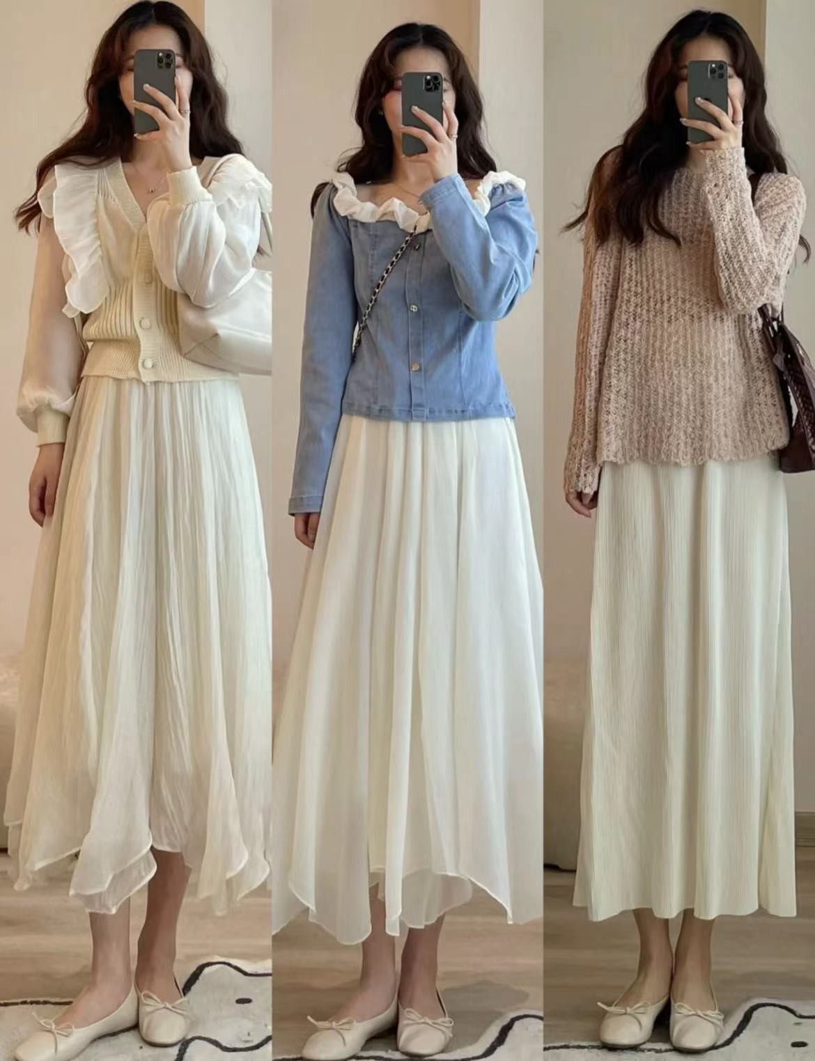 秋半身裙穿搭优雅,初春格子半身裙女生气质穿搭方法