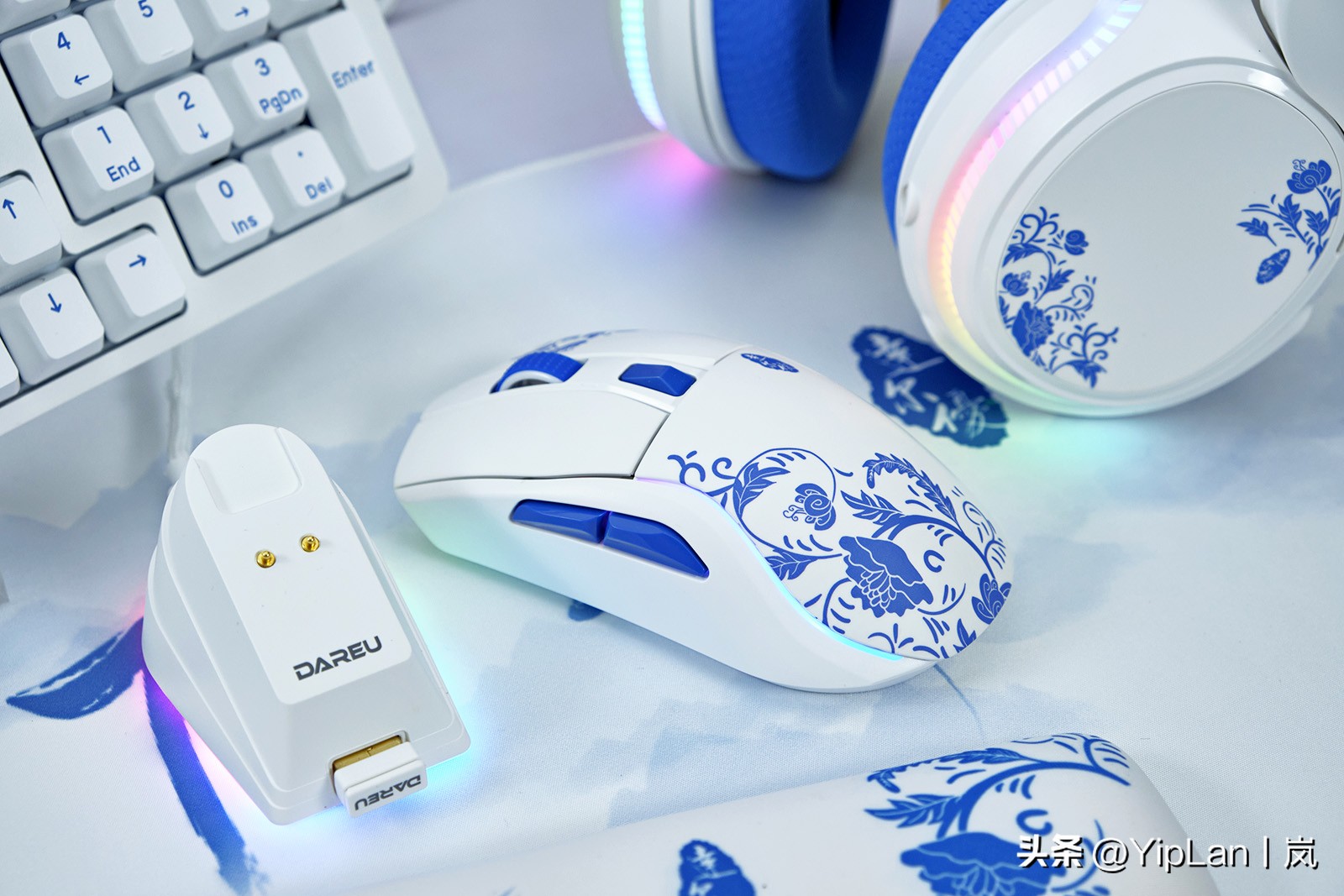 达尔优釉下青键鼠套装,达尔优釉下青六件套