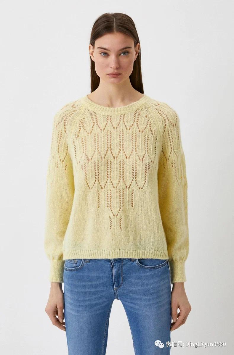 镂空花毛衣袖子教程,毛衣镂空领子从下往上分针教程