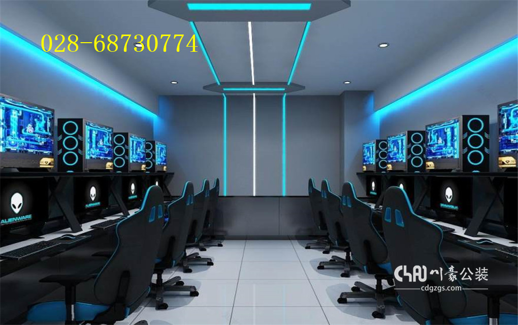 网咖科技感招牌设计,科技电竞网咖装修设计