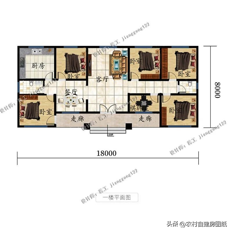 农村自建平房一层平层,一层农村平房户型设计效果图