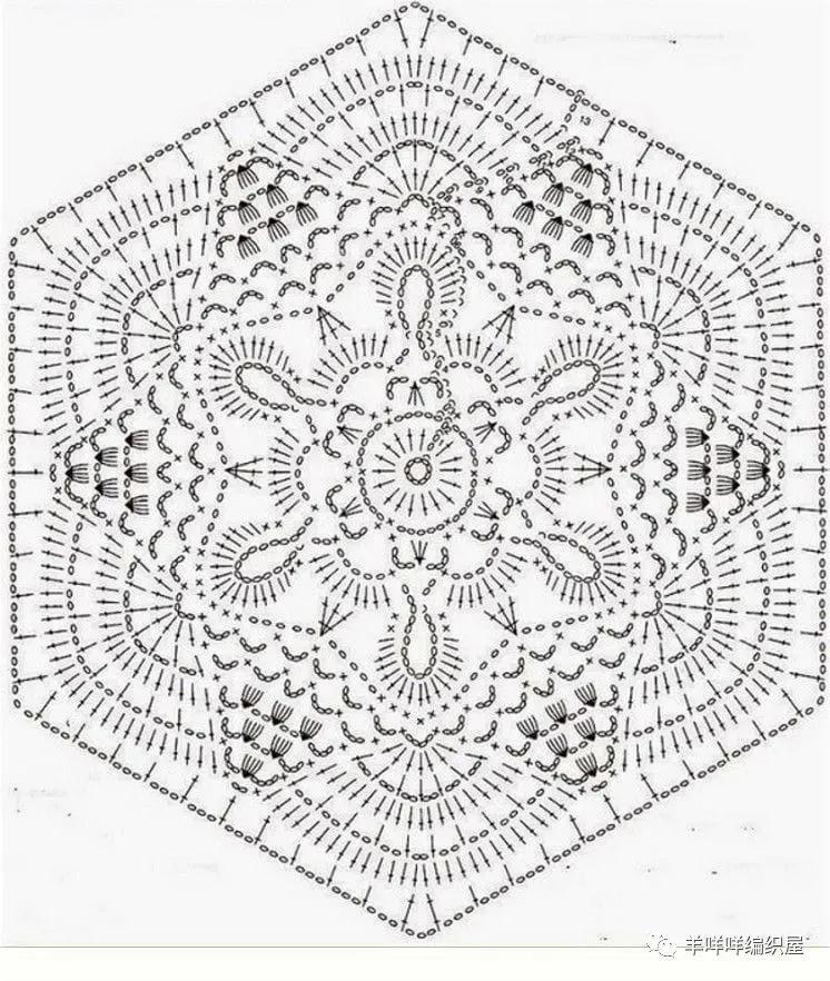 钩针图表,夏河颜最新钩针双色图解