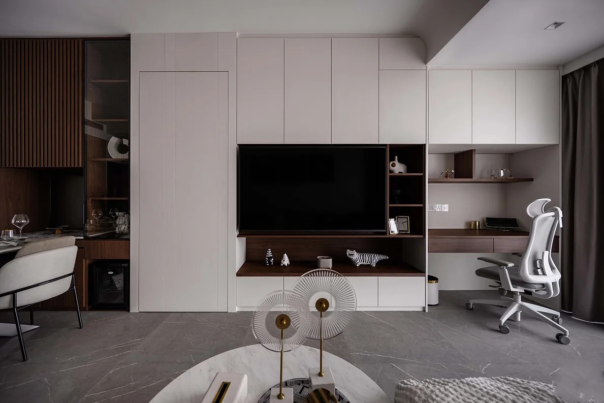 满墙收纳电视柜怎么设计好看,落地电视柜旁边搭配柜子效果图